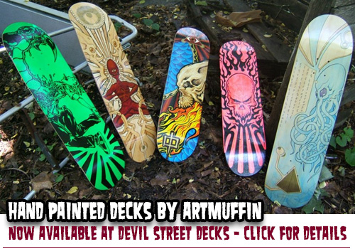 ARTmuffin deck designs at Devil Street Decks!